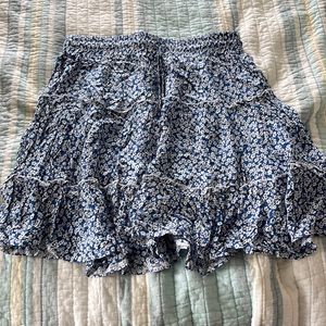 Blue and white floral patterned mini skirt new with tags